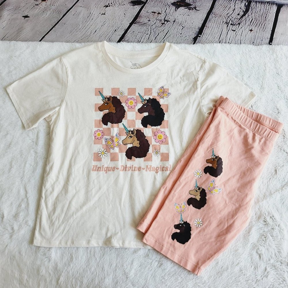 Girls' Afro Unicorn 2pc Top and Shorts Set, 3KIDA-BN - Picture 2 of 9